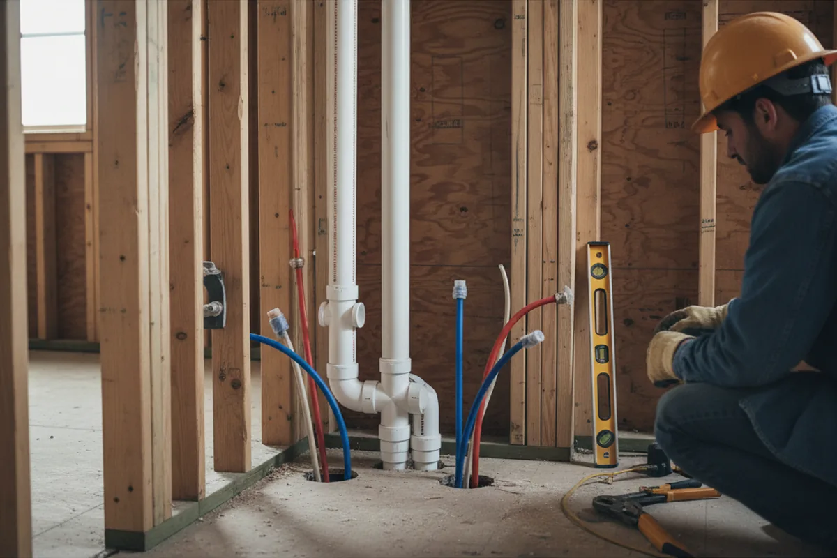 Drain and supply rough-in during Drain Cleaning in Normalville